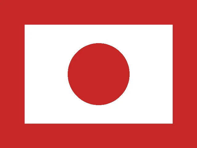 Japanese flag with red sun on white field