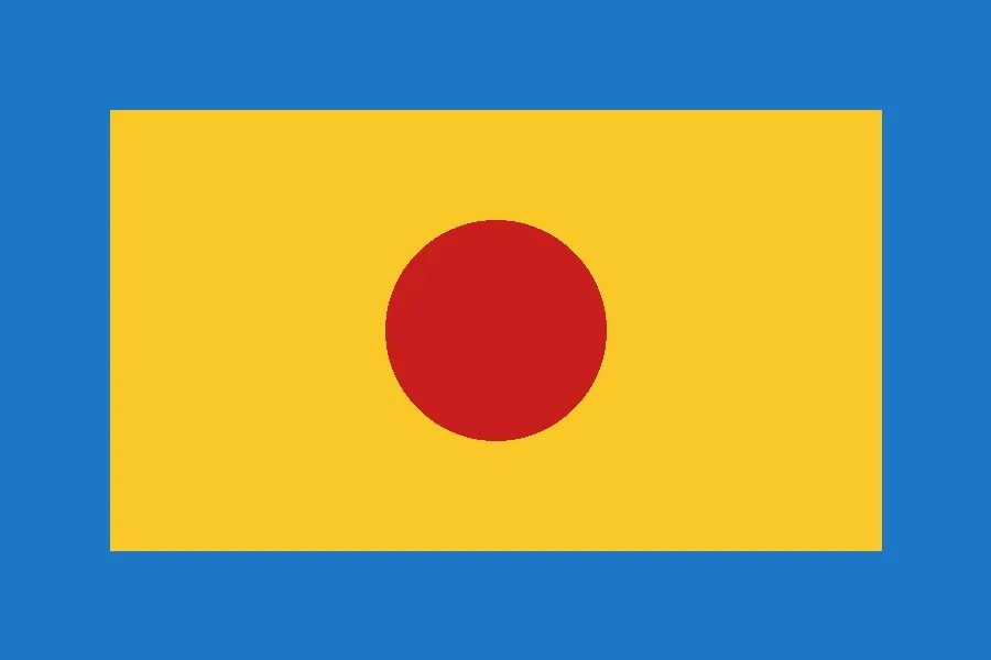 Abstract yellow rectangle with red circle