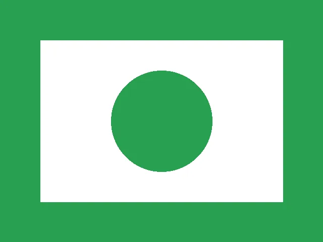 Green circle on white rectangle with green border